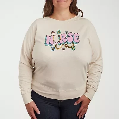 Nurse Womens Crew Neck Long Sleeve Plus T-Shirt