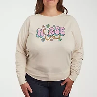 Nurse Womens Crew Neck Long Sleeve Plus T-Shirt