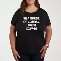 Nurse Womens Crew Neck Short Sleeve Plus T-Shirt