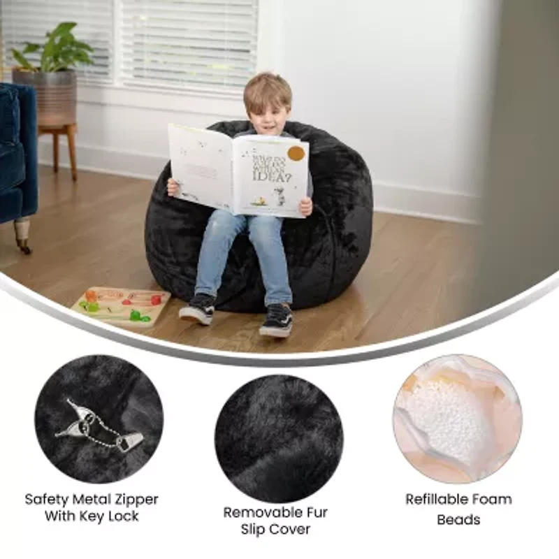 Dillion Bean Bag Furry Chair