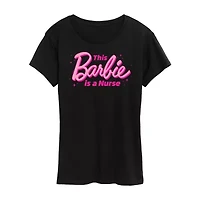 Nurse Womens Short Sleeve Regular Fit Barbie Graphic T-Shirt