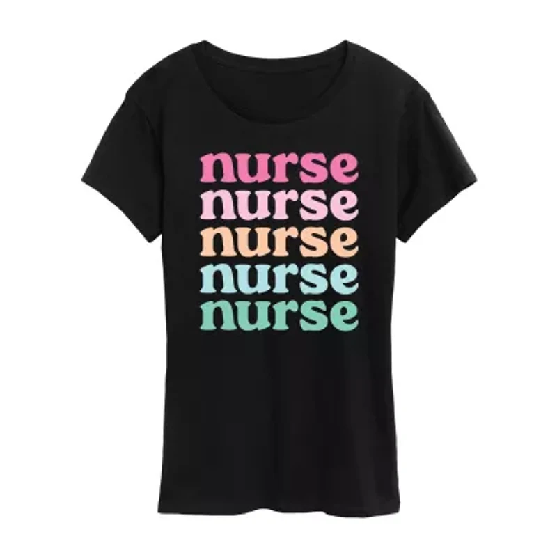 Nurse Womens Short Sleeve Regular Fit Graphic T-Shirt