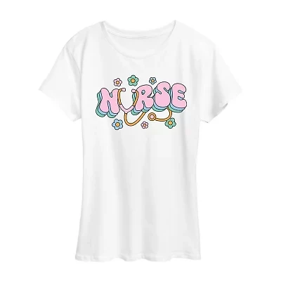 Nurse Womens Short Sleeve Regular Fit Graphic T-Shirt