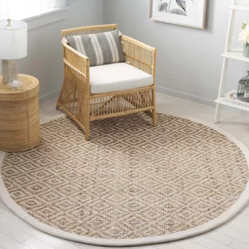 Martha Stewart Nell Bordered Woven 6' X 6' Indoor Round Area Rug