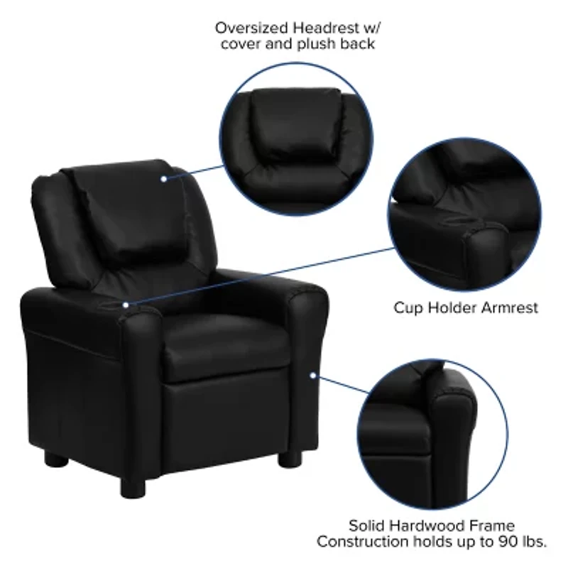 Vana Plush Recliner with Cup Holder for Kids