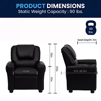 Vana Plush Recliner with Cup Holder for Kids