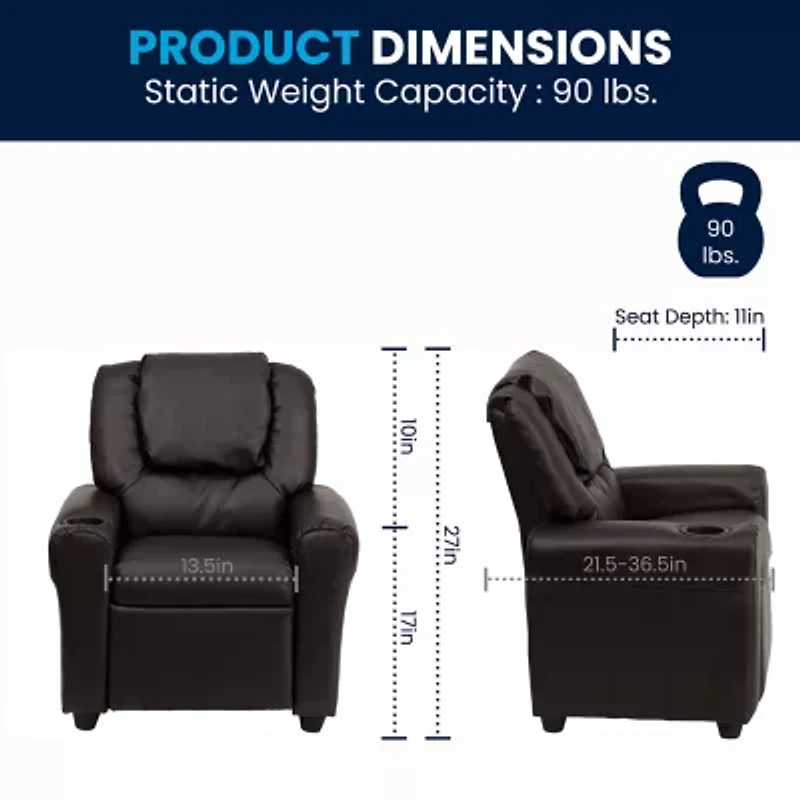 Vana Plush Recliner with Cup Holder for Kids