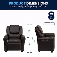 Vana Plush Recliner with Cup Holder for Kids