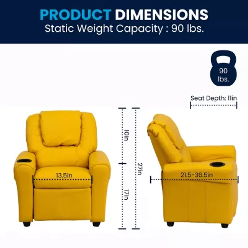 Vana Plush Recliner with Cup Holder for Kids