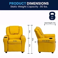 Vana Plush Recliner with Cup Holder for Kids