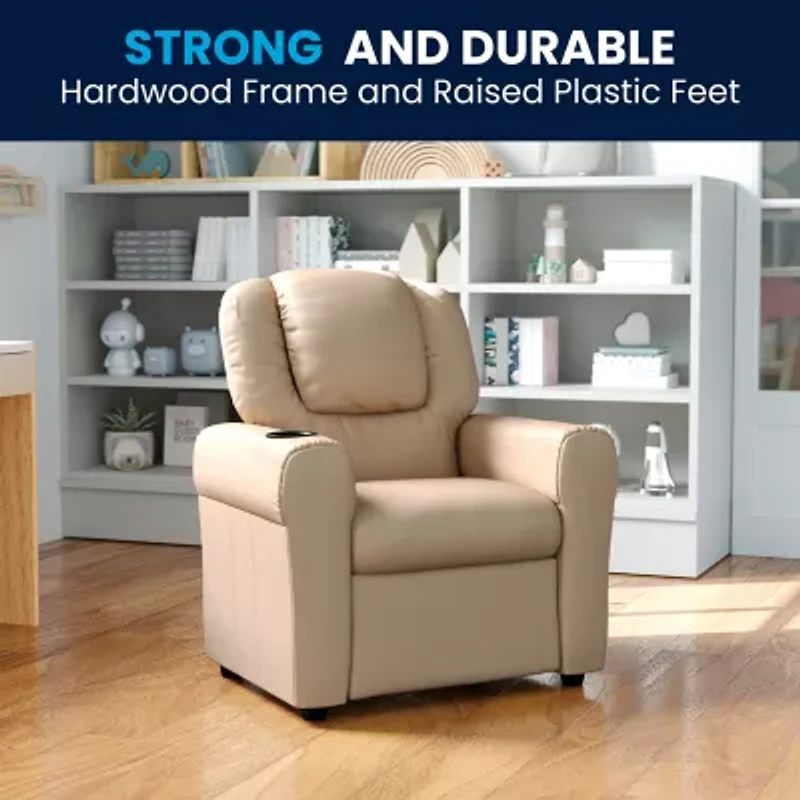 Vana Plush Recliner with Cup Holder for Kids