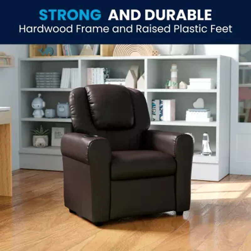 Vana Plush Recliner with Cup Holder for Kids