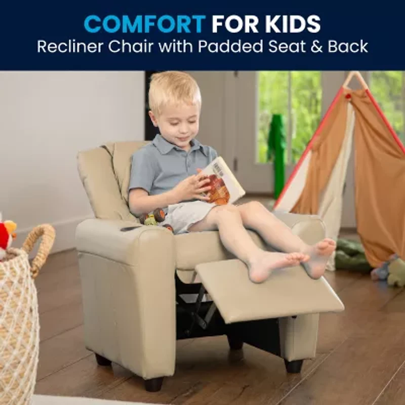 Vana Plush Recliner with Cup Holder for Kids