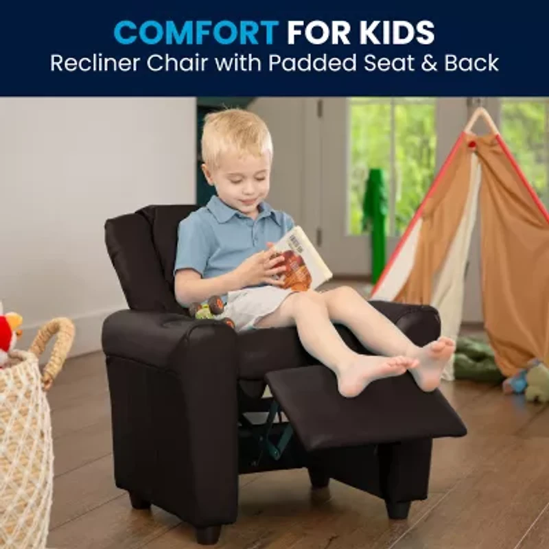 Vana Plush Recliner with Cup Holder for Kids
