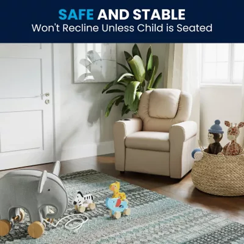 Vana Plush Recliner with Cup Holder for Kids