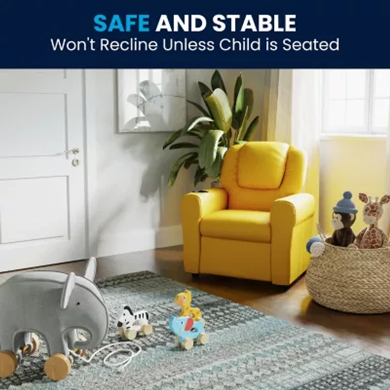 Vana Plush Recliner with Cup Holder for Kids