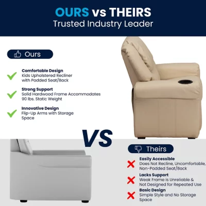 Vana Plush Recliner with Cup Holder for Kids