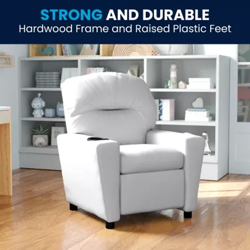 Chandler Plush Recliner with Cup Holder for Kids