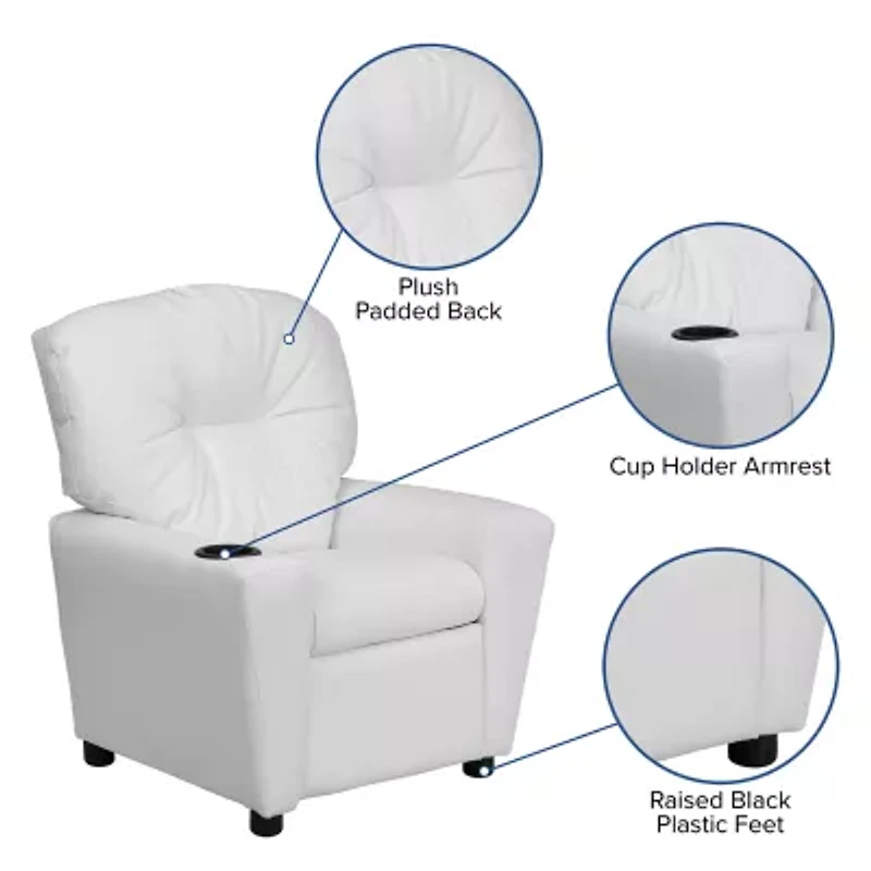 Chandler Plush Recliner with Cup Holder for Kids