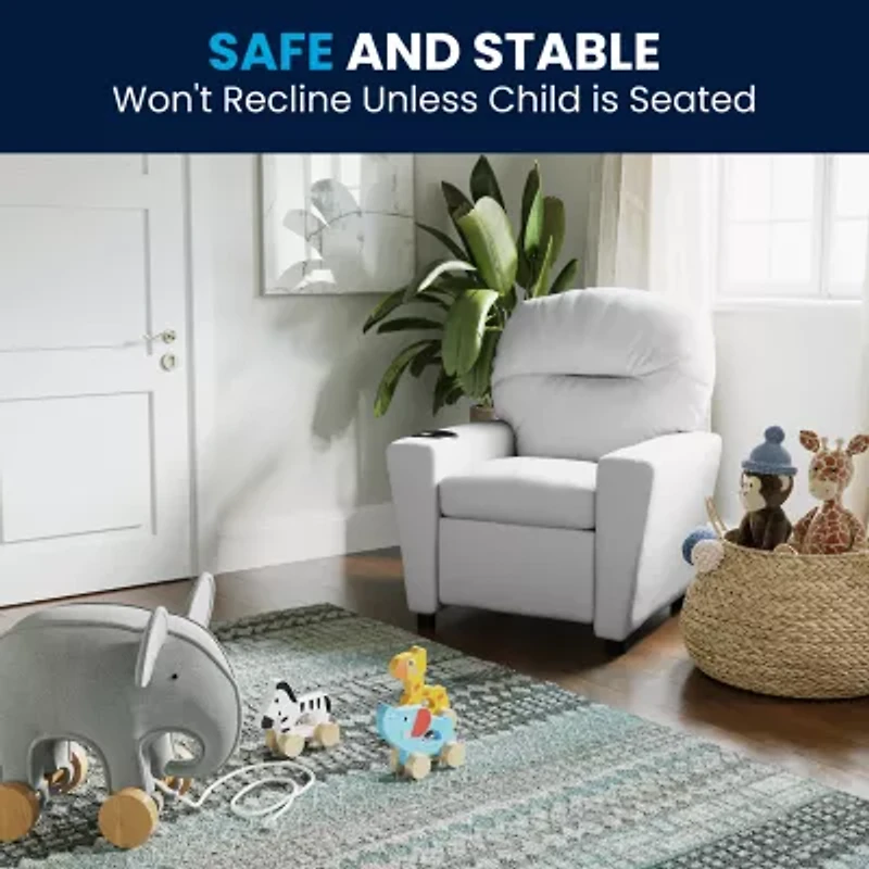 Chandler Plush Recliner with Cup Holder for Kids