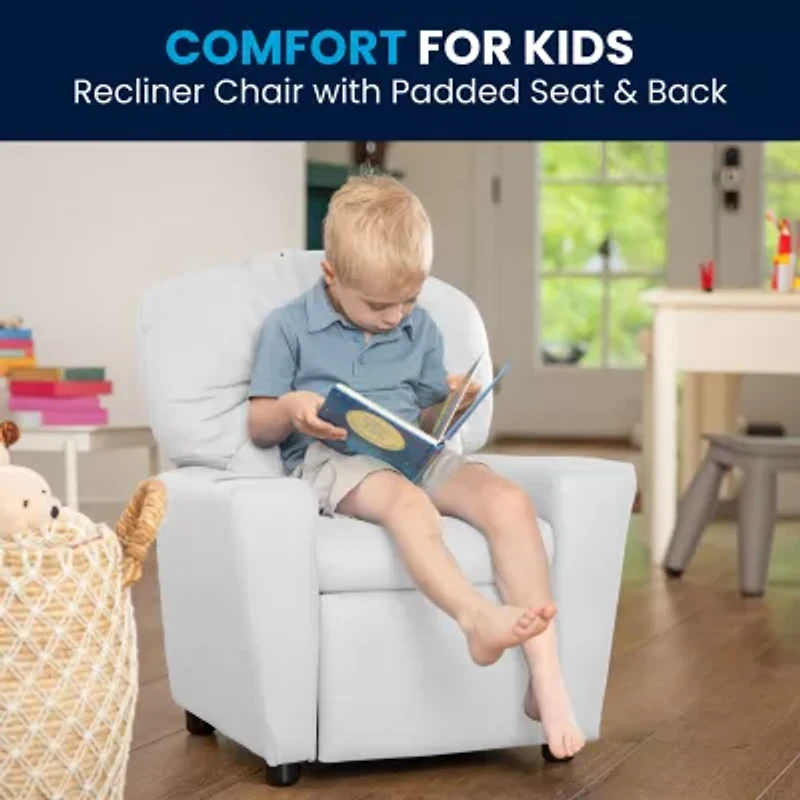 Chandler Plush Recliner with Cup Holder for Kids