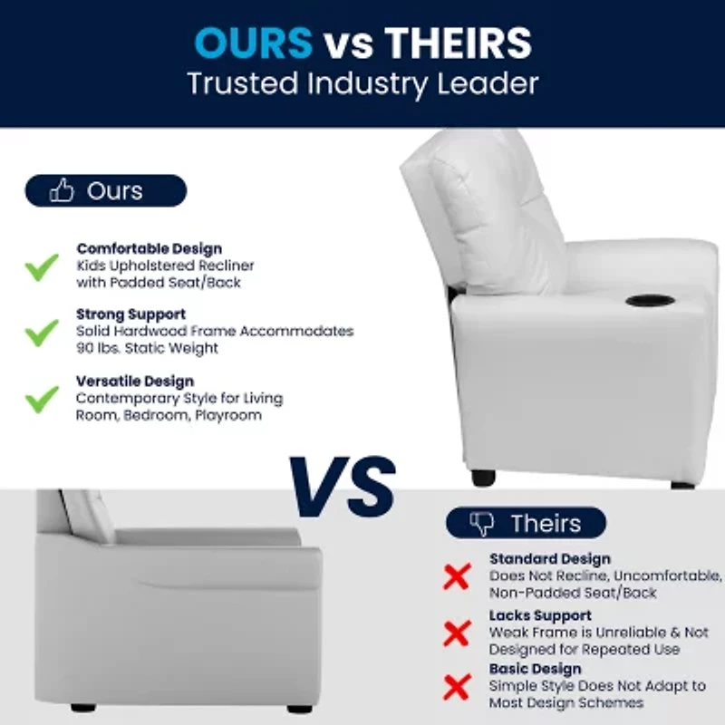 Chandler Plush Recliner with Cup Holder for Kids