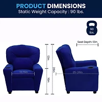 Chandler Plush Recliner with Cup Holder for Kids