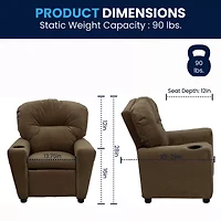 Chandler Plush Recliner with Cup Holder for Kids