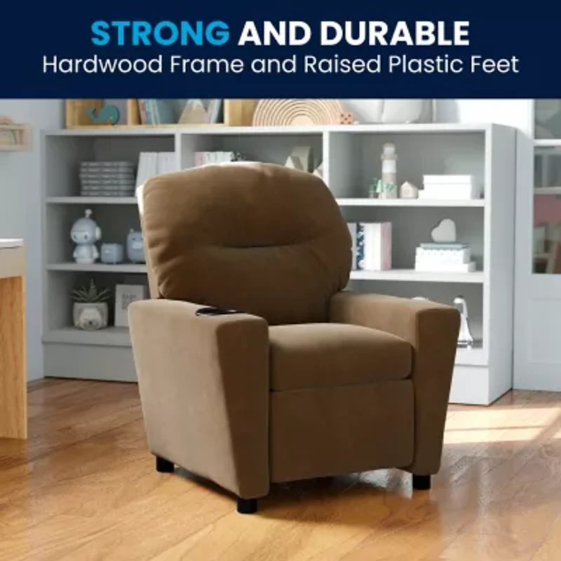 Chandler Plush Recliner with Cup Holder for Kids