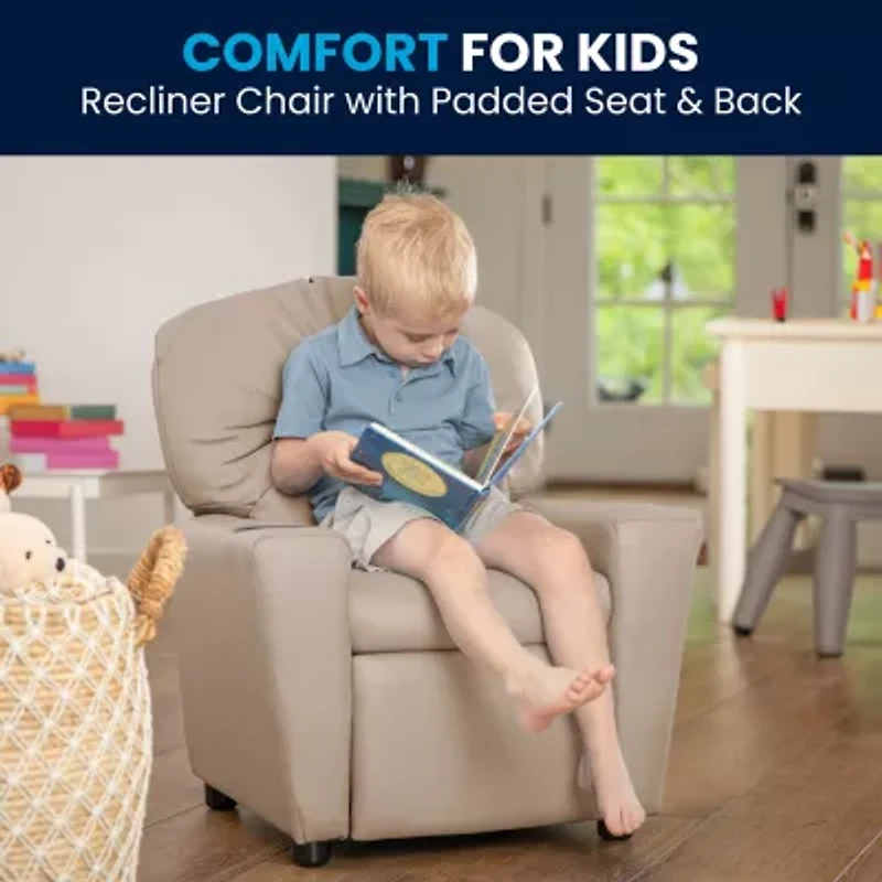 Chandler Plush Recliner with Cup Holder for Kids
