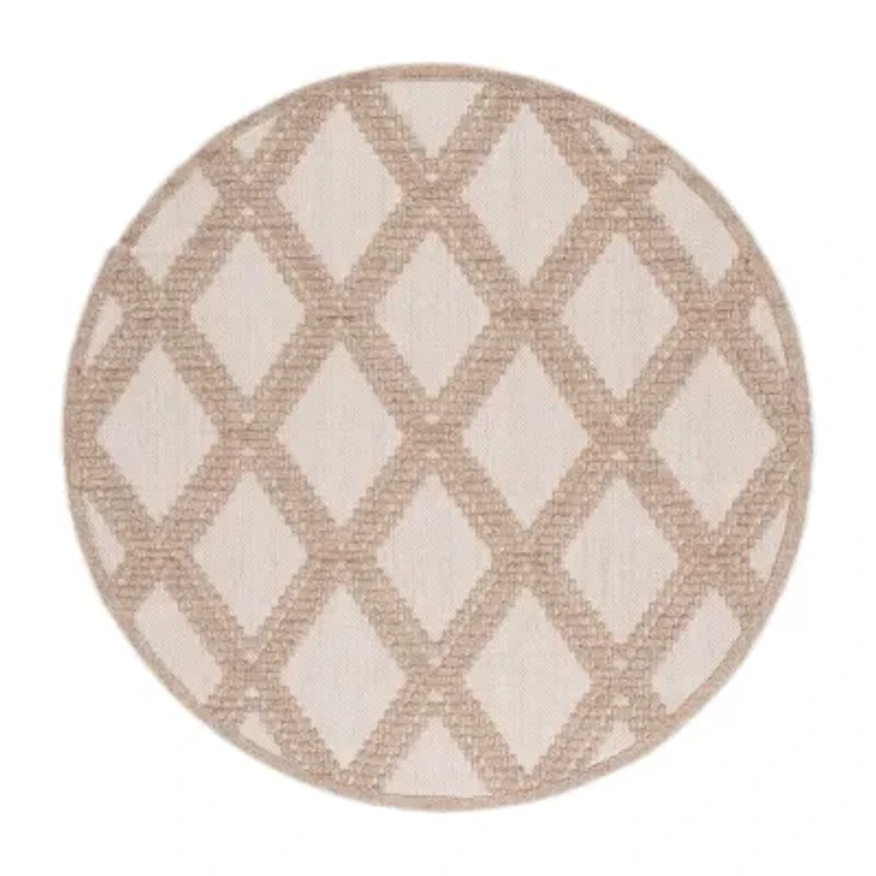 Martha Stewart Lora Geometric 6'7" X Outdoor Round Area Rug