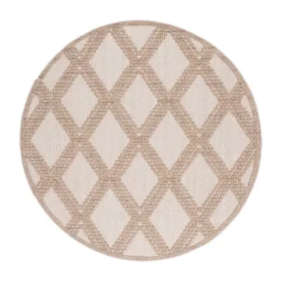 Martha Stewart Lora Geometric 6'7" X Outdoor Round Area Rug