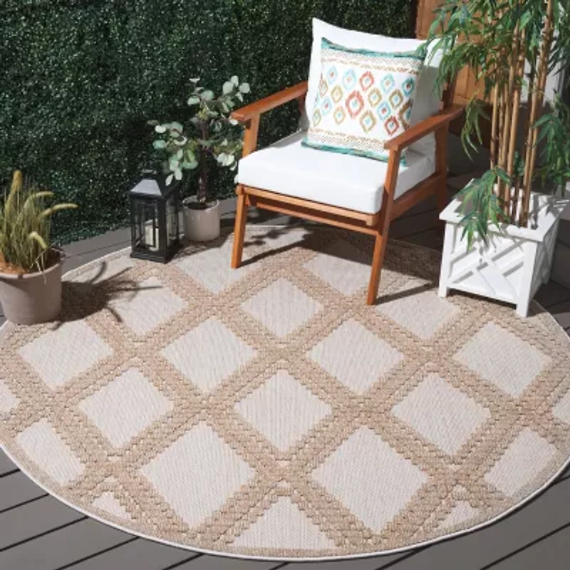 Martha Stewart Lora Geometric 6'7" X Outdoor Round Area Rug
