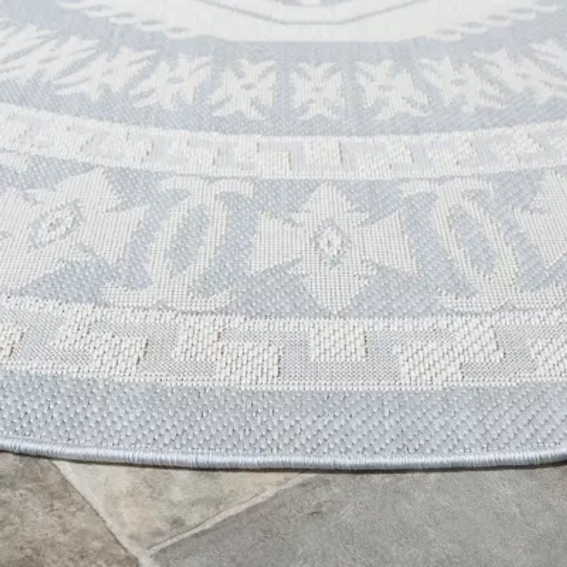 Martha Stewart Meera Medallion 6'7" X 6'7" Outdoor Round Area Rug