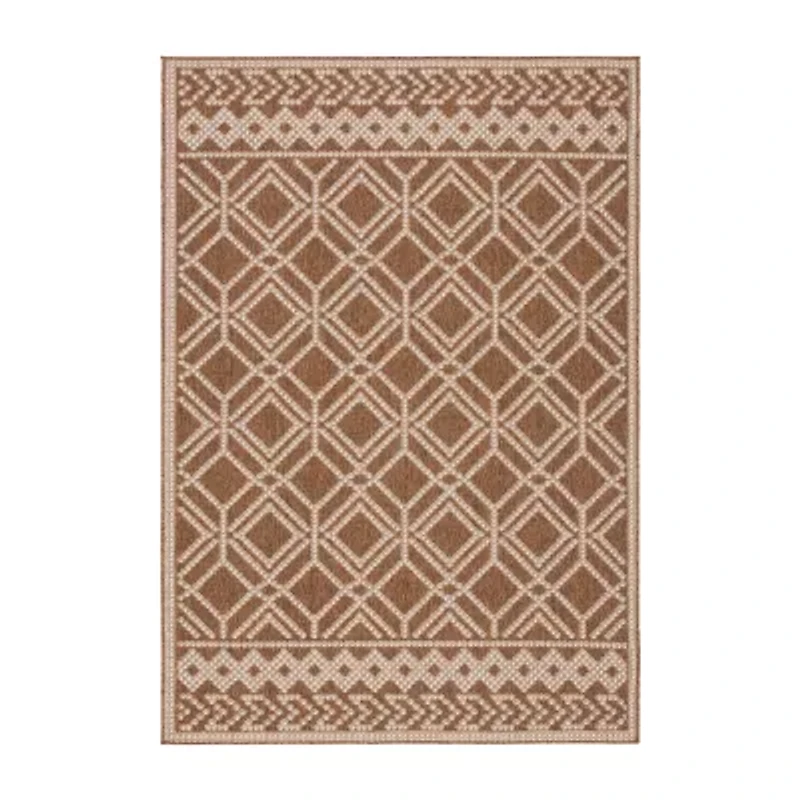 Martha Stewart Ava Bordered Washable Outdoor Rectangular Area Rug
