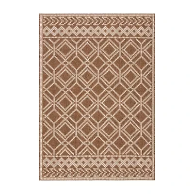 Martha Stewart Ava Bordered Washable Outdoor Rectangular Area Rug