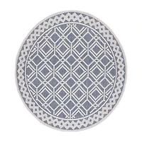 Martha Stewart Ava Bordered Washable 6'7" X 6'7" Outdoor Round Area Rug