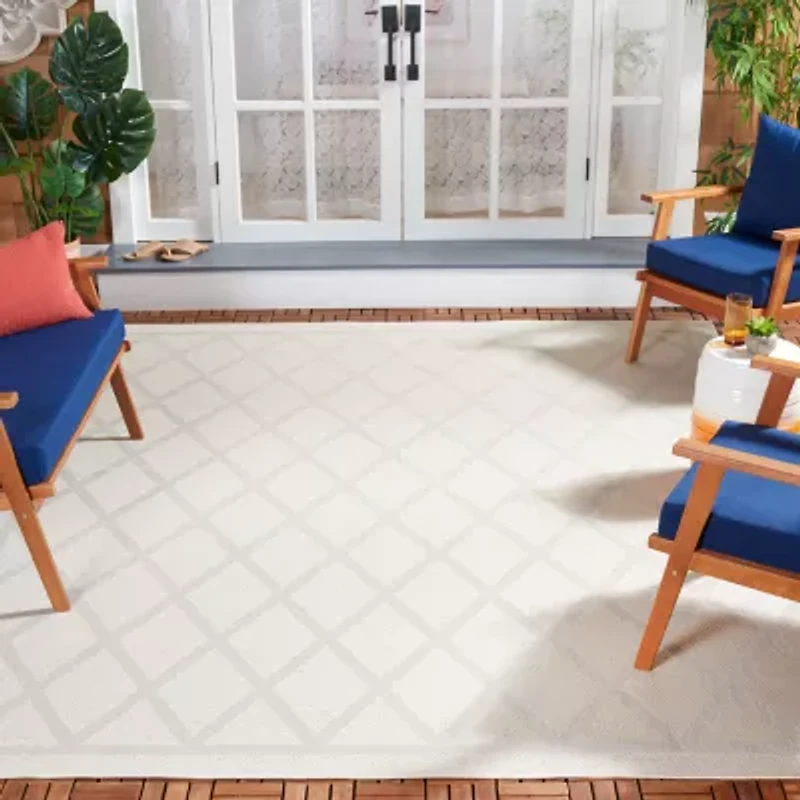 Martha Stewart Kalli Bordered Washable Outdoor Rectangular Area Rug