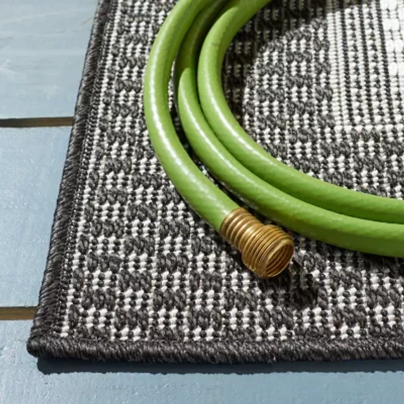 Martha Stewart Zia Bordered Washable Outdoor Rectangular Area Rug