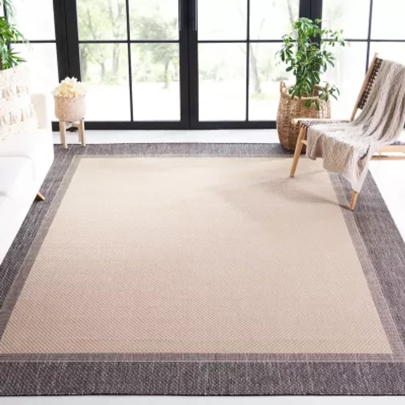 Martha Stewart Zia Bordered Washable Outdoor Rectangular Area Rug