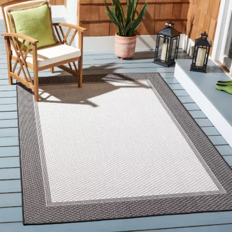 Martha Stewart Zia Bordered Washable Outdoor Rectangular Area Rug