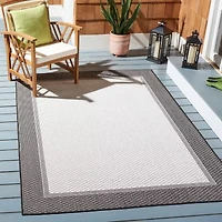 Martha Stewart Zia Bordered Washable Outdoor Rectangular Area Rug