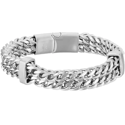 Mens Stainless Steel 8 1/2 Inch Solid Wheat Chain Bracelet