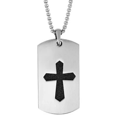 Mens Stainless Steel Dog Tag Inch Pendant Necklace