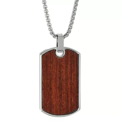 Mens Stainless Steel and Forged Carbon Fiber Reversible Dog Tag Necklace