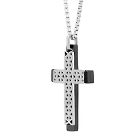 Mens Sterling Silver Cross 24 Inch Pendant Necklace