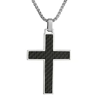 Mens Sterling Silver Cross 24 Inch Pendant Necklace