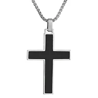 Mens Sterling Silver Cross 24 Inch Pendant Necklace