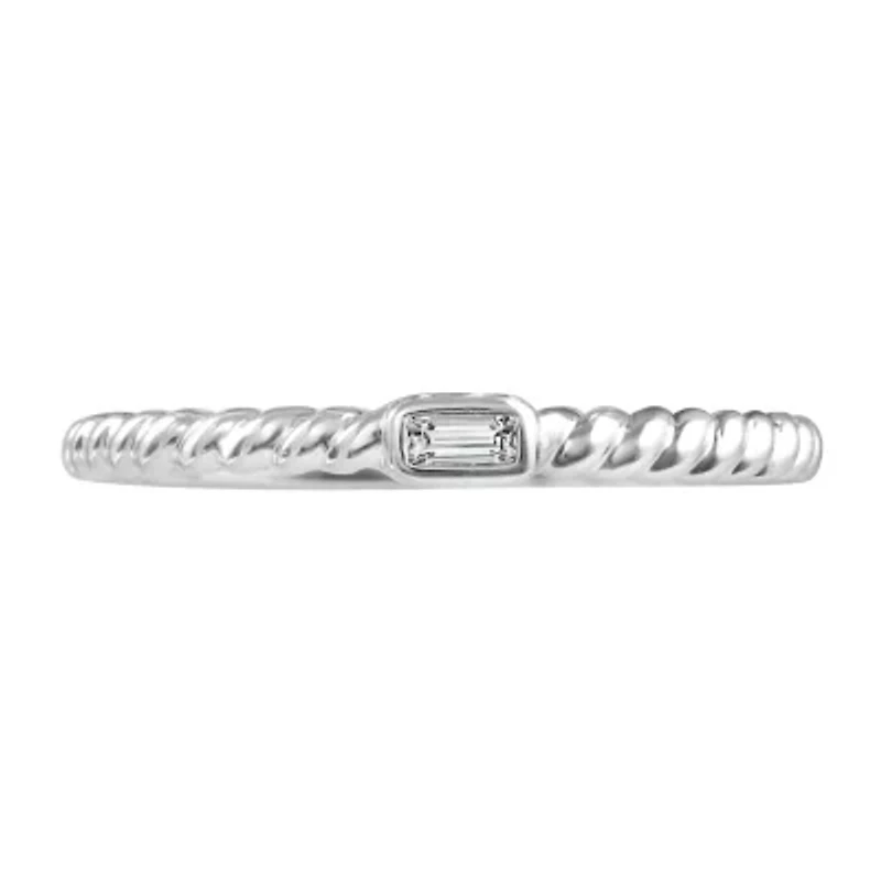 Womens Diamond Accent Genuine White Diamond 10K White Gold Wedding Band