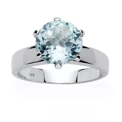 Womens Genuine Blue Topaz Sterling Silver Cocktail Ring